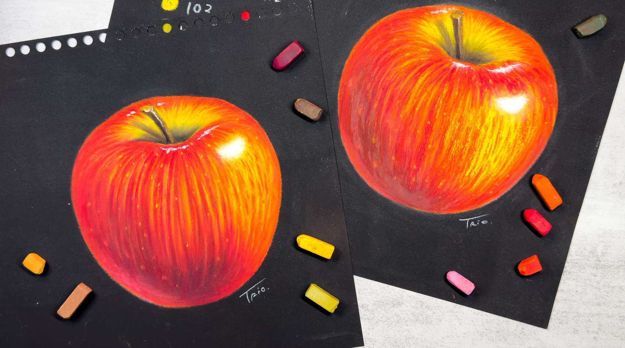 どっちが好き？リンゴの描き方２パターン描き比べ！